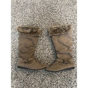 New Directions Tan Sierra Faux Fur Slouch Boot - NWT